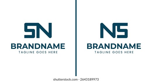 Letras SN e NS Monogram Logo Set, adequado para qualquer marca com iniciais NS ou SN