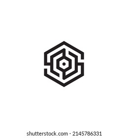Letters S,N and O hexagons simple symbol logo vector