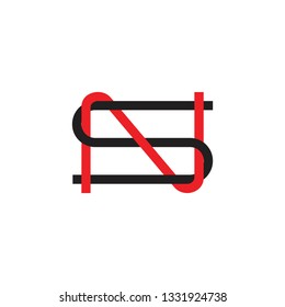 letters sn simple thin line geometric logo vector