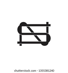 letters sn simple thin line geometric logo vector