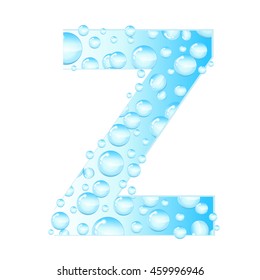 Letters soap bubbles, water droplets. Letter from the water bubbles. Aqua letter. Vector illustration.
