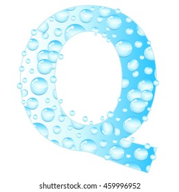 Letters soap bubbles, water droplets. Letter from the water bubbles. Aqua letter. Vector illustration.