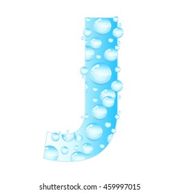 Letters soap bubbles, water droplets. Letter from the water bubbles. Aqua letter. Vector illustration.