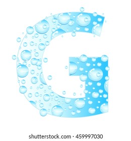 Letters soap bubbles, water droplets. Letter from the water bubbles. Aqua letter. Vector illustration.