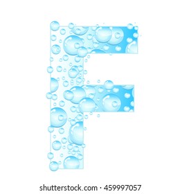 Letters soap bubbles, water droplets. Letter from the water bubbles. Aqua letter. Vector illustration.