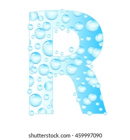 Letters soap bubbles, water droplets. Letter from the water bubbles. Aqua letter. Vector illustration.