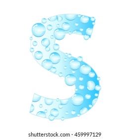 Letters soap bubbles, water droplets. Letter from the water bubbles. Aqua letter. Vector illustration.