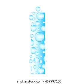 Letters soap bubbles, water droplets. Letter from the water bubbles. Aqua letter. Vector illustration.