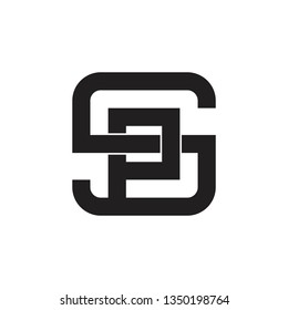 letters sp linked geometric line logo vector