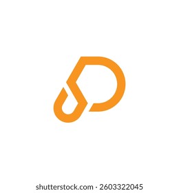 letters sp simple geometric lines yellow logo vector 