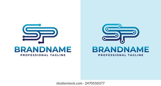 Letters SP Technologie-Logo, ideal für Tech-Hardwaremarken und Elektronikmarken