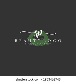 Letters SP, Watercolor Lips, Premade Logo Design, Logo for Makeup Artist Business Branding, Blush Beauty Boutique Logo Design, Calligraphy Logo
