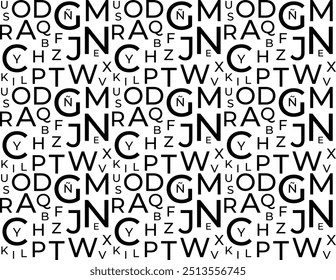Letters of Spanish alphabet. Abstract background. Black letters on white background. Isolated. Vector illustration