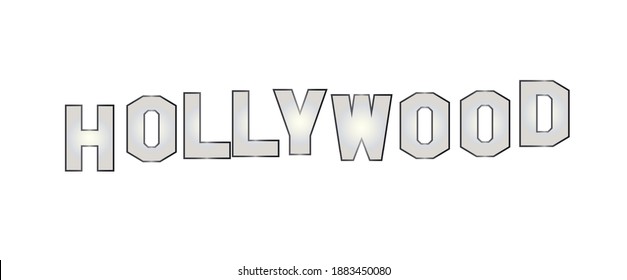 Letters spelling out the word Hollywood isolated over a white background