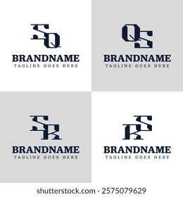 Letters SQ QS SR RS Monogram Logo Set, for business with SQ QS SR RS initials