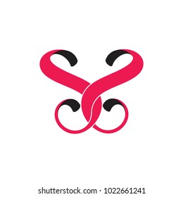 letters ss linked ribbon 3d logo vector