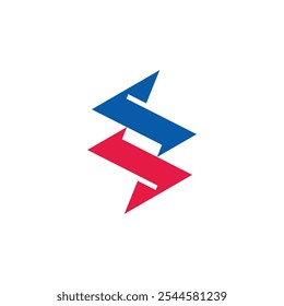 letters ss stripes linked colorful arrows geometric logo vector 