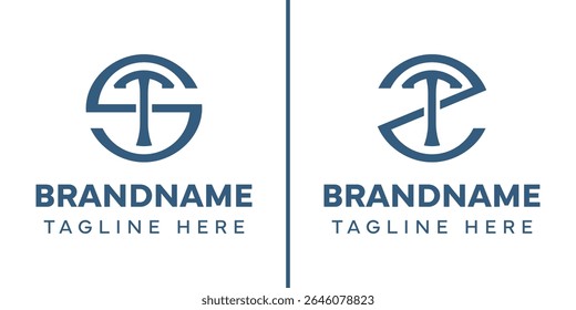 Letters ST and ZT Monogram Logo, suitable for any business with ST TS ZT TZ initials
