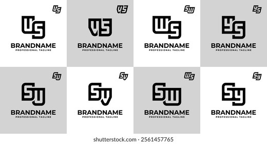 Letters SU US SV VS SW WS SY YS Monogram Logo Set