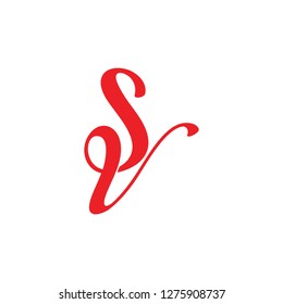 letters sv linked infinity ribbon design logo vector