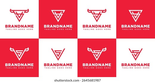 Letters SV VS SY YS Bull Triangle Logo, symbolizing strength, ambition, and stability