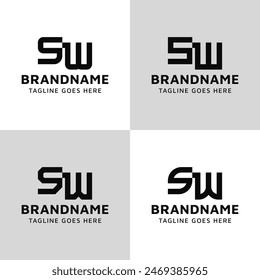 Letras SW Monogram Logo Set, adecuado para cualquier empresa con iniciales WS o SW