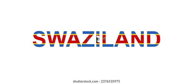 Letters Swaziland in the style of the country flag. Swaziland word in national flag style. Vector illustration.