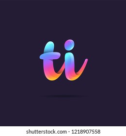 Letters T & I 3D logo, multi colour gradient letters icon vector template.
