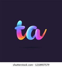 Letters T & A 3D logo, multi colour gradient letters icon vector template.
