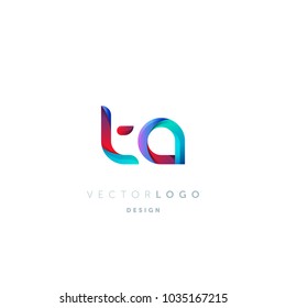 Letters T A, T & A logo, multi colour letters icon vector template.
