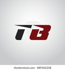 The letters T and B logo automotive black and red colored