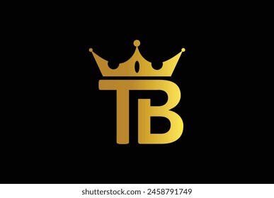 Letras T y B o TB línea de diseño con corona. Emblema lineal de estilo minimalista. Elegante elemento de Vector de lujo. logotipo empresarial de Premium. Símbolo alfabético gráfico para la identidad empresarial corporativa