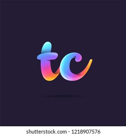 Letters T & C 3D logo, multi colour gradient letters icon vector template.
