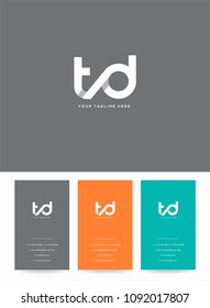 Letters T D logo, emblem or icon with business card vector template.
