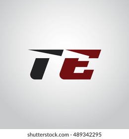 The letters T and E logo automotive black and red colored