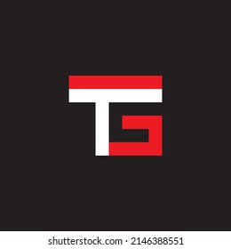 Letters T and G red white simple symbol logo vector