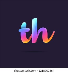 Letters T & H 3D logo, multi colour gradient letters icon vector template.
