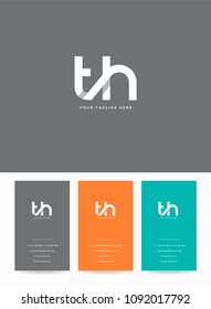 Letters T H logo, emblem or icon with business card vector template.
