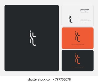 Letters I T, I&T joint logo icon with business card vector template.