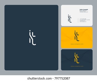 Letters I T, I&T joint logo icon with business card vector template.