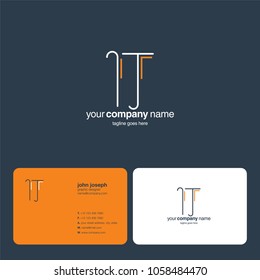 Letters I T joint logo icon with business card vector template.
