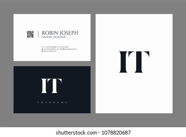 Letters I T, I & T joint logo icon with business card vector template.