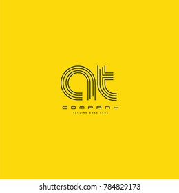 Letters A & T joint logo icon. Stroke letter vector element.
