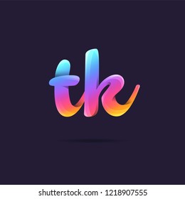 Letters T & K 3D logo, multi colour gradient letters icon vector template.
