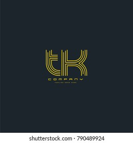 Letters T & K joint logo icon. Stroke letter vector element.