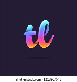 Letters T & L 3D logo, multi colour gradient letters icon vector template.
