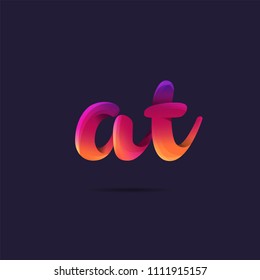 Letters A T, A & T logo, multi colour letters icon vector template.