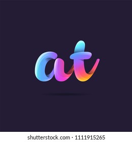 Letters A T, A & T logo, multi colour letters icon vector template.