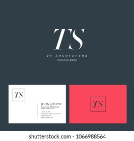 Letters T S, T & S joint logo icon with business card vector template.
