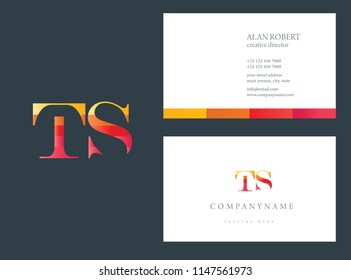 Letters T & S Logo icon with Business Card Template Vector.
